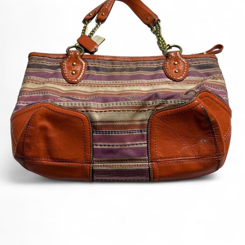 Coach Poppy Sequin Striped Tote Shoulder Bag From Early 2000s With Hand Tag - Picture 2 of 8